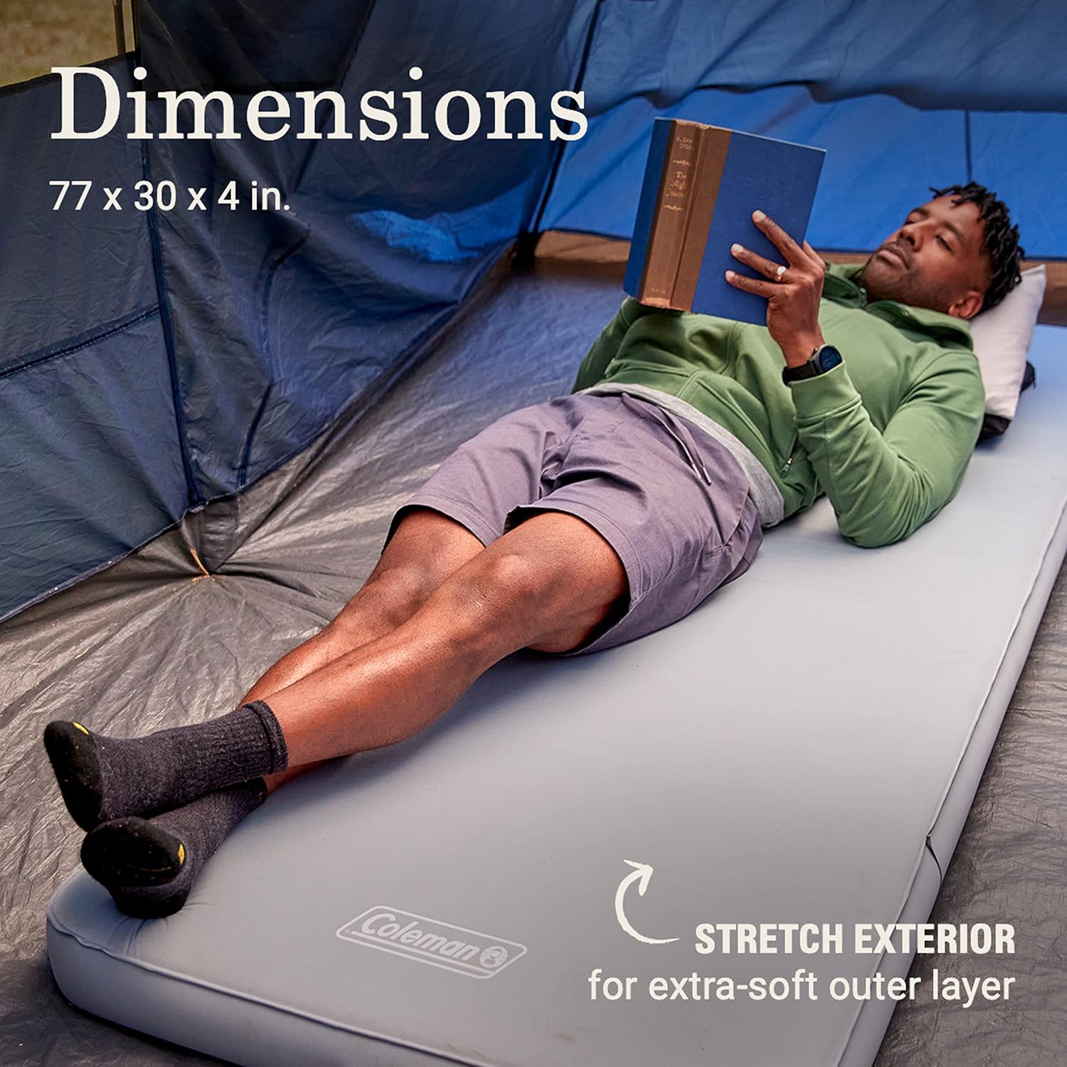 Coleman Cloudland Self-Inflating Sleeping Pad, Extra Thick Design and Insulating Foam for Comfort and Warmth, Easy Inflation Lightweight Camping Pad with Stretch Exterior and Durable Coating