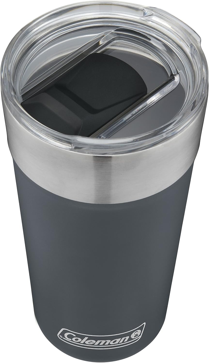Coleman Brew Vacuum-Insulated Stainless Steel Tumbler, 20oz Water Bottle/Coffee Mug with Slidable Spout Cover & Integrated Bottle Opener