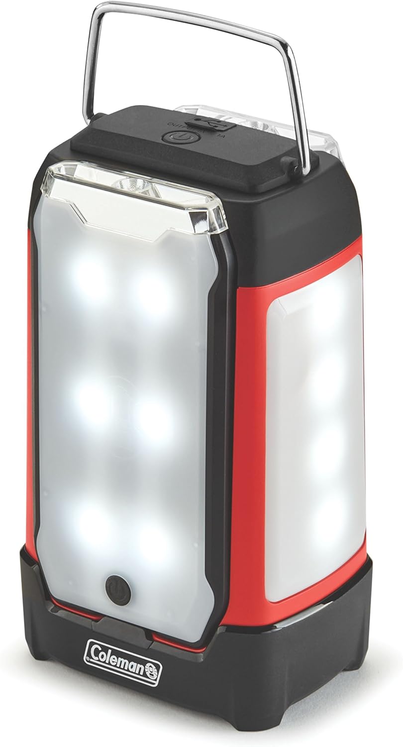 Coleman Multi-Panel Rechargeable LED Lantern, Water-Resistant Lantern with Removable Magnetic Light Panels, Built-In Flashlight, & USB Charging Port; Great for Camping, Hunting, Emergencies, & More