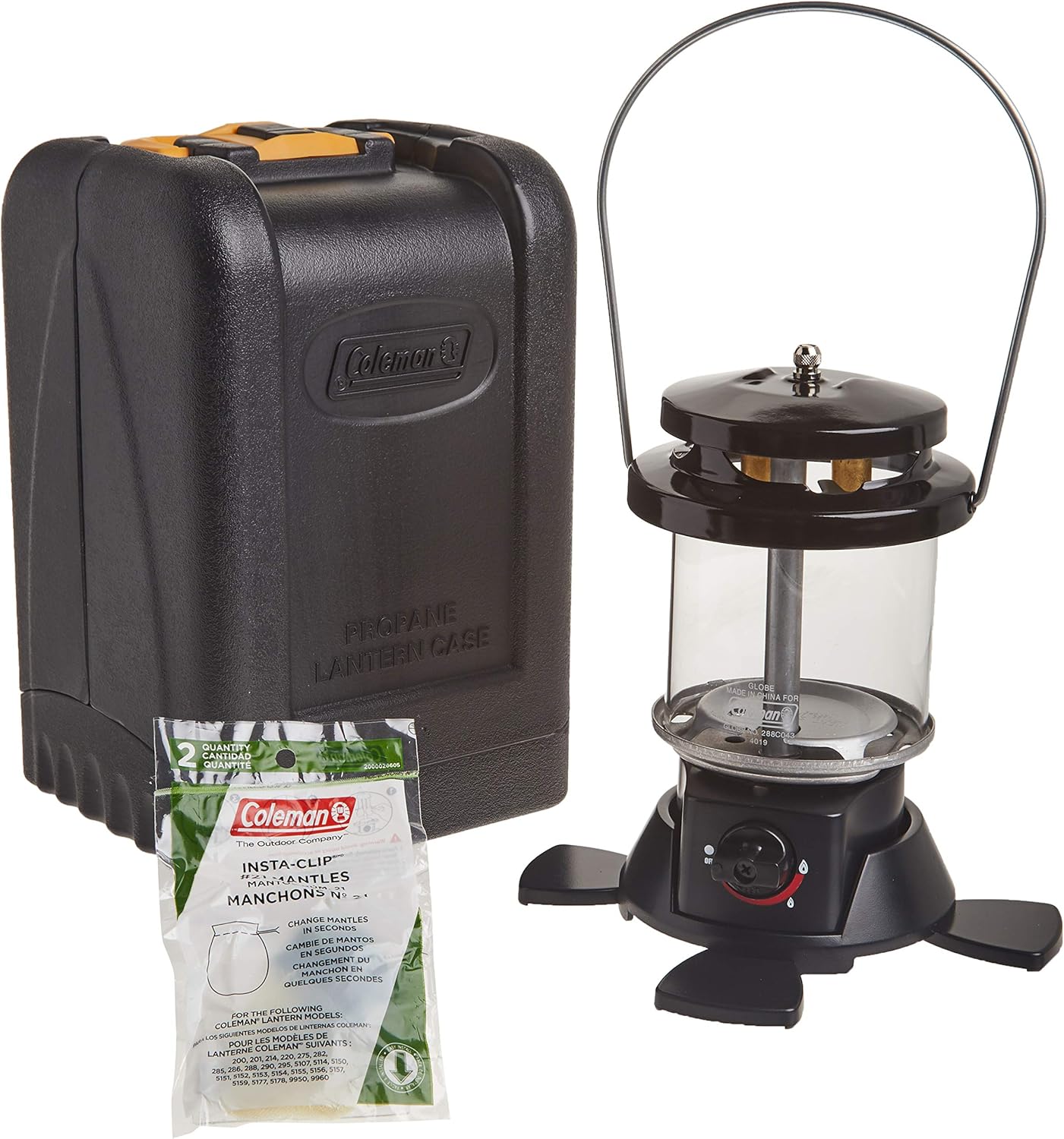 Coleman 2-Mantle Propane Lantern with Carry Case, 1000 Lumens Gas Lantern with Pressure Control, Adjustable Brightness, Mantles & Carry Case Included; Great for Camping, Emergencies, & Power Outages