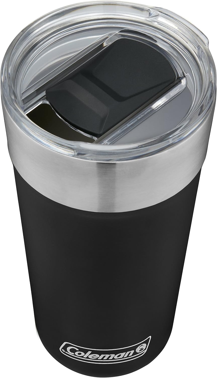 Coleman Brew Vacuum-Insulated Stainless Steel Tumbler, 20oz Water Bottle/Coffee Mug with Slidable Spout Cover & Integrated Bottle Opener