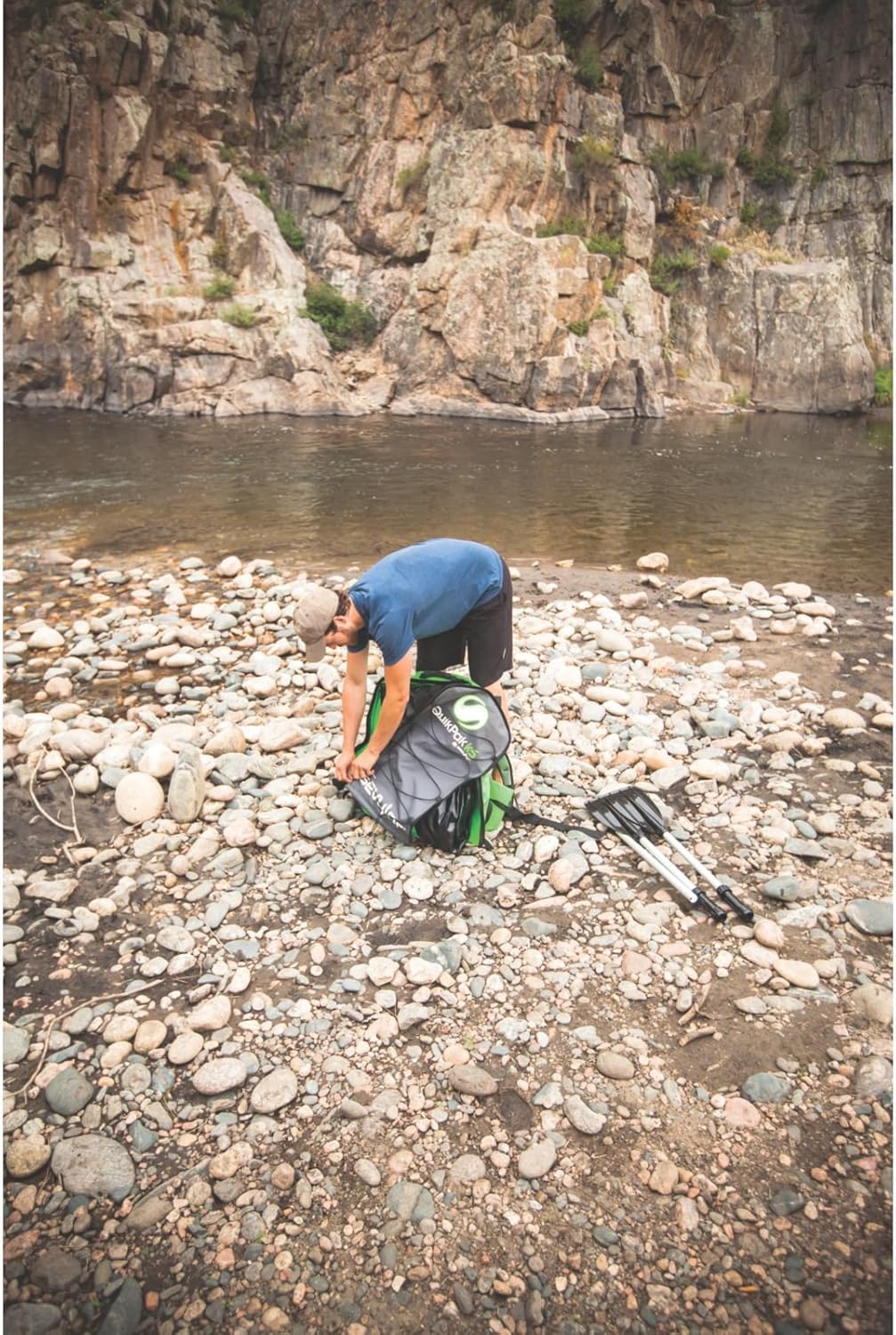 Sevylor QuickPak K5 24 Gauge PVC Polyester 1 Person Inflatable Kayak w/Hand Pump, Paddle, Double Lock Valves and Easy To Carry Backpack System, Gray