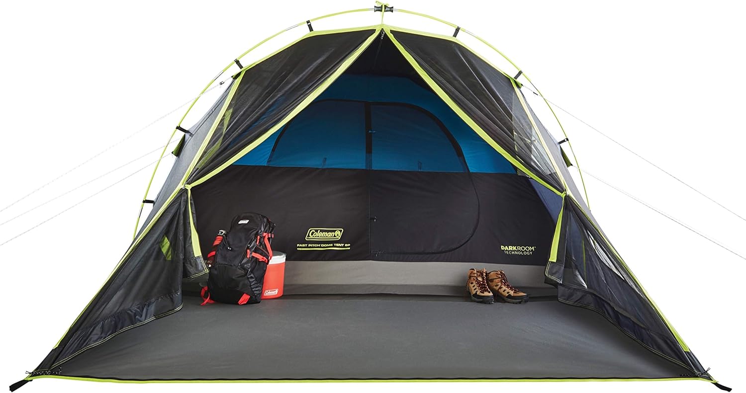 Coleman Carlsbad Dark Room Camping Tent with Screened Porch, 4/6 Person Tent Blocks 90% of Sunlight and Keeps Inside Cool, Weatherproof Tent with Easy Setup and Screened-In Porch