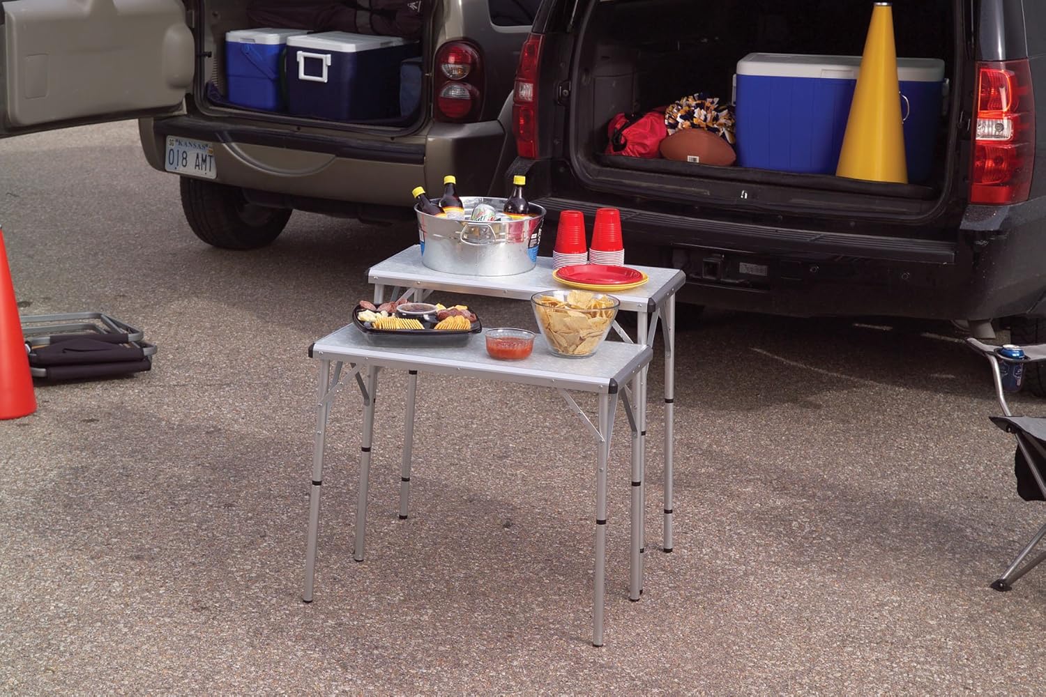 Coleman Pack-Away 4-in-1 Folding Table, Lightweight Outdoor Camping Table with 3 Adjustable Heights, Leveling Feet, & Securing Brackets; Great for Patio & Deck, Camping, Tailgating, & More