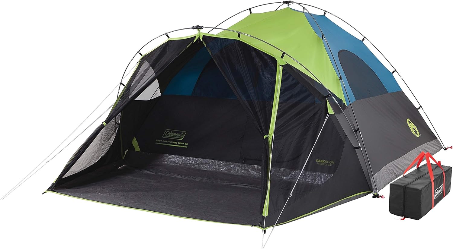 Coleman Carlsbad Dark Room Camping Tent with Screened Porch, 4/6 Person Tent Blocks 90% of Sunlight and Keeps Inside Cool, Weatherproof Tent with Easy Setup and Screened-In Porch