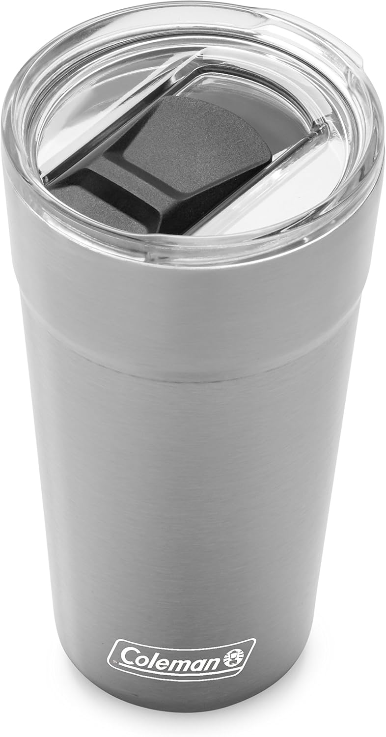 Coleman Brew Vacuum-Insulated Stainless Steel Tumbler, 20oz Water Bottle/Coffee Mug with Slidable Spout Cover & Integrated Bottle Opener