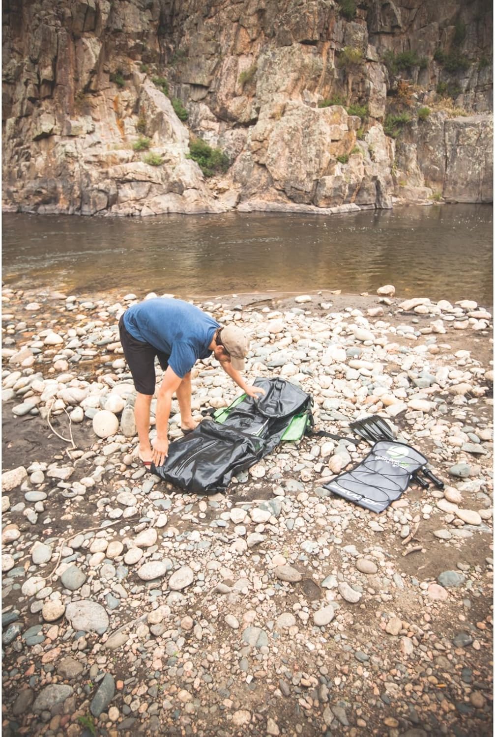 Sevylor QuickPak K5 24 Gauge PVC Polyester 1 Person Inflatable Kayak w/Hand Pump, Paddle, Double Lock Valves and Easy To Carry Backpack System, Gray