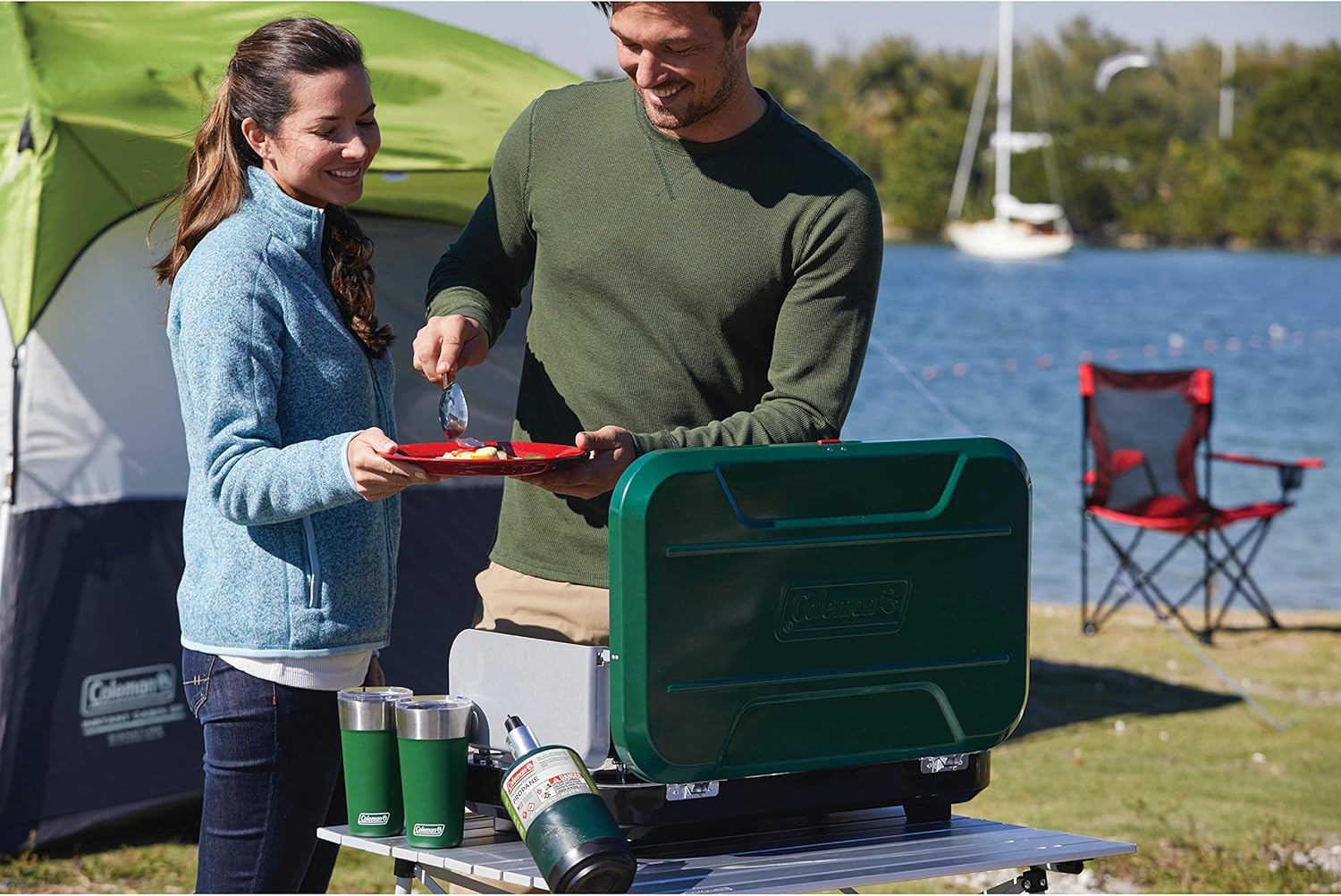 Coleman Classic 3-Burner Propane Camping Stove, Portable Camp Stove with 3 Adjustable Burners & Push-Button Instant Ignition, 28,000 BTUs for Camping, Tailgating, Grilling, BBQs, & More