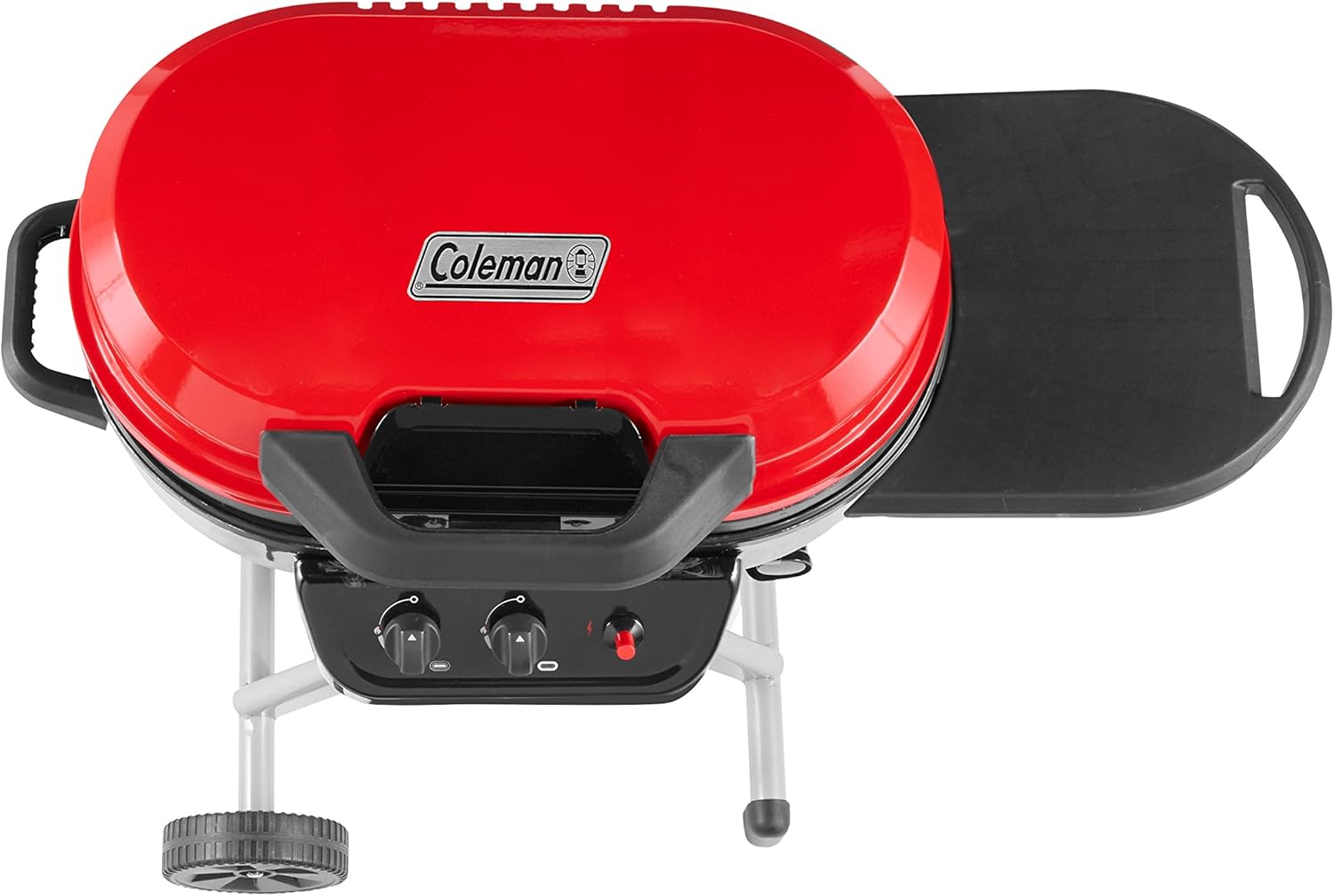 Coleman RoadTrip 225 Portable Stand-Up Propane Grill, Gas Grill with Push-Button Starter, Folding Legs & Wheels, Side Table, & 11,000 BTUs of Power for Camping, Tailgating, Grilling & More