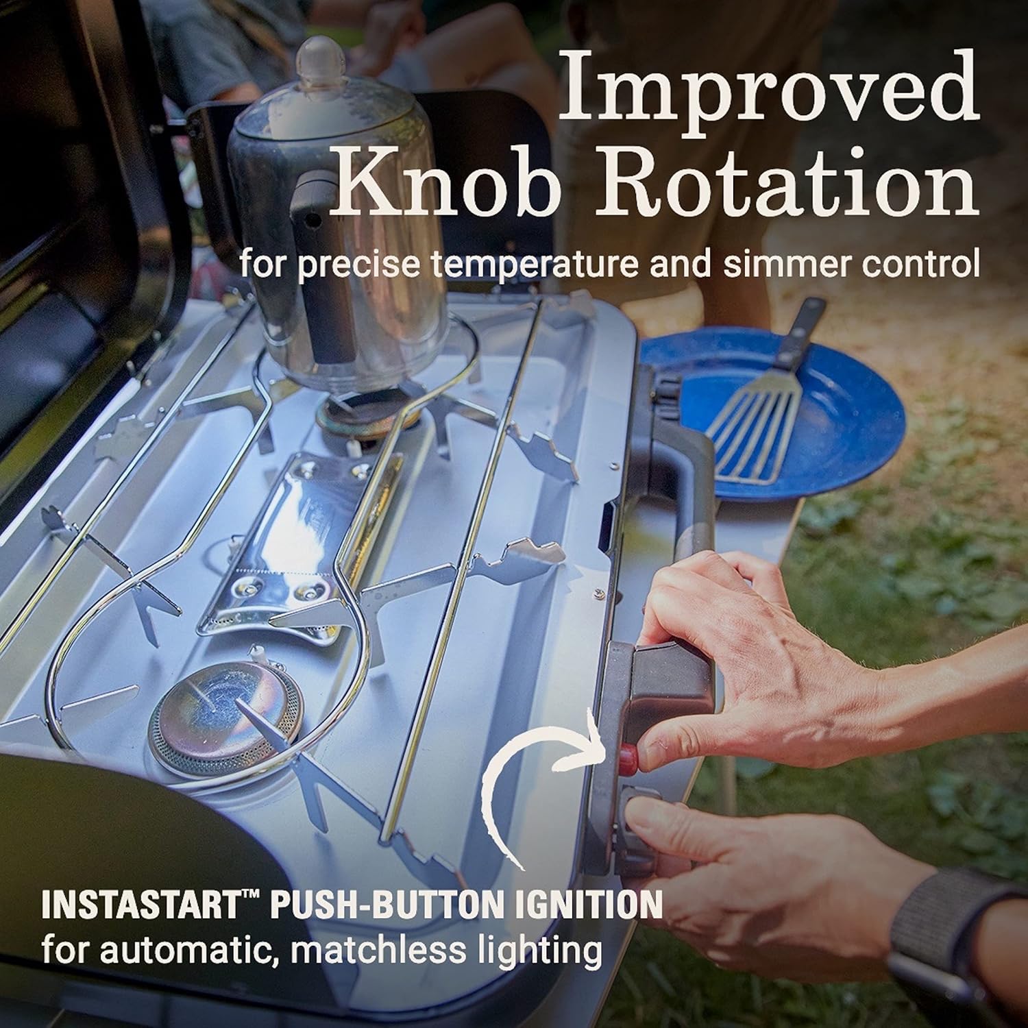 Coleman Classic 3-Burner Propane Camping Stove, Portable Camp Stove with 3 Adjustable Burners & Push-Button Instant Ignition, 28,000 BTUs for Camping, Tailgating, Grilling, BBQs, & More