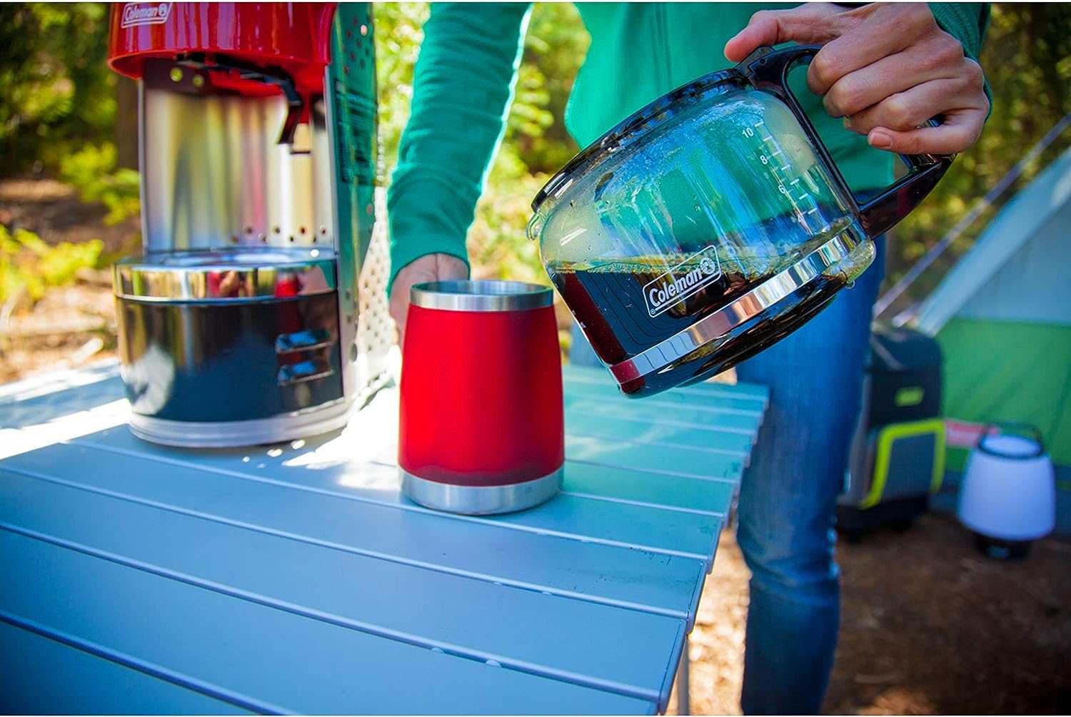 Coleman QuikPot 10-Cup Propane Coffee Maker, 4500 BTUs Brews 10 Cups in 18 Mins, Efficient Coffee Brewer for Camping, Hunting, Tailgating, & More, Dishwasher Safe