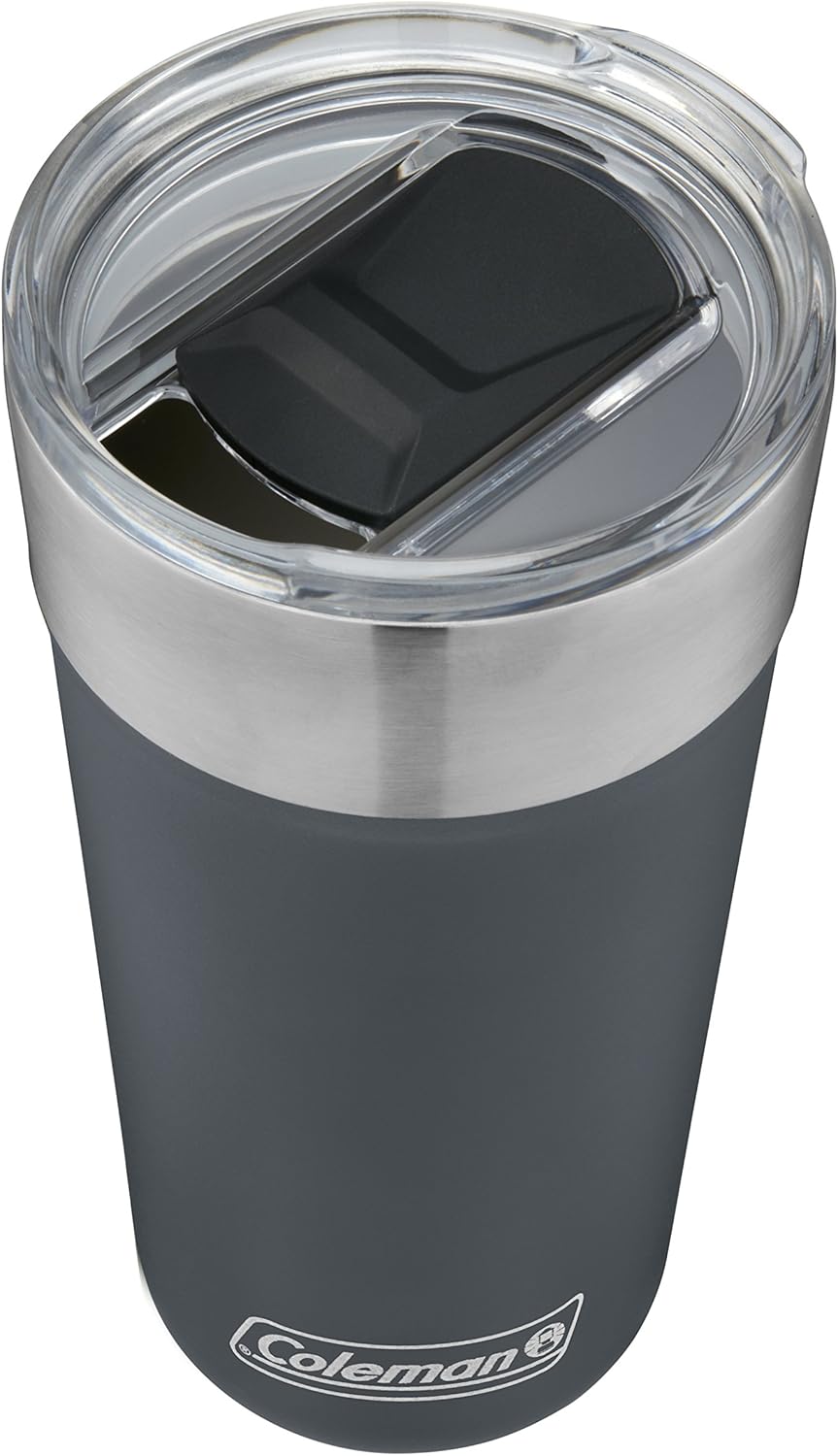 Coleman Brew Vacuum-Insulated Stainless Steel Tumbler, 20oz Water Bottle/Coffee Mug with Slidable Spout Cover & Integrated Bottle Opener