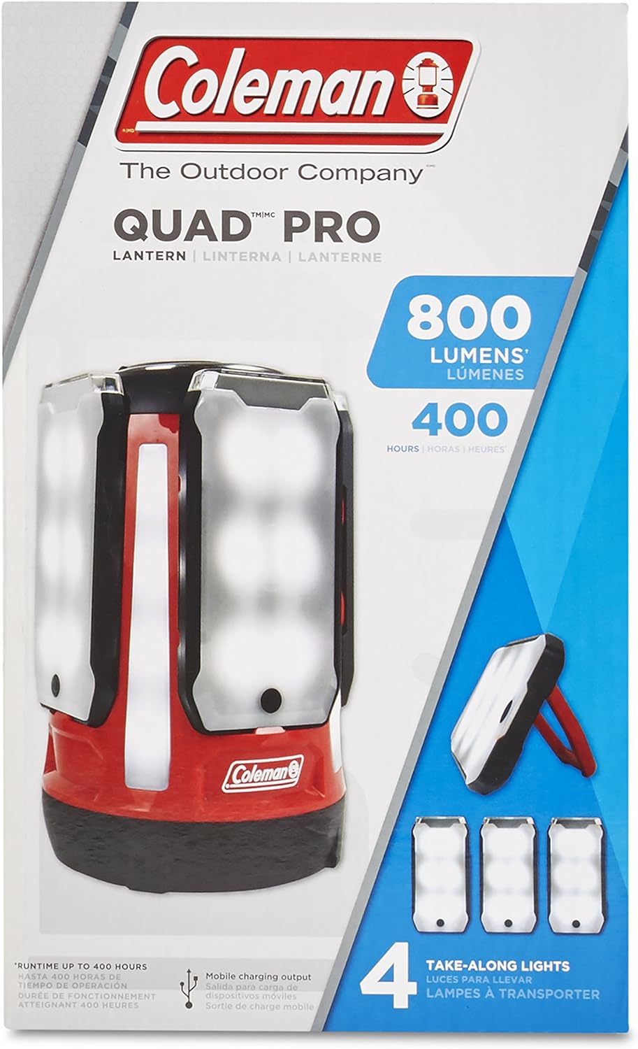 Coleman Multi-Panel Rechargeable LED Lantern, Water-Resistant Lantern with Removable Magnetic Light Panels, Built-In Flashlight, & USB Charging Port; Great for Camping, Hunting, Emergencies, & More