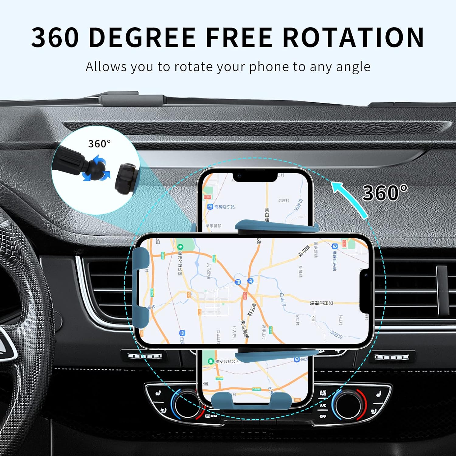 Wireless Car Charger Mount,MAX 15W Qi Fast Charger, Wireless Car Charger Air Vent, Automatic Clamping Phone Holder for iPhone 13/12/11//XS/XR/8, Samsung S22/S21/S20/Note 20, etc (Blue)