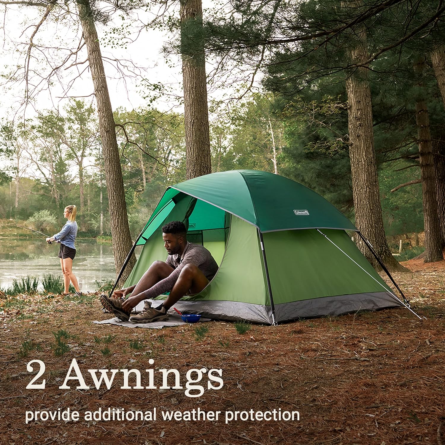 Coleman Sundome Camping Tent, 2/3/4/6 Person Dome Tent with Snag-Free Poles for Easy Setup in Under 10 Mins, Included Rainfly Blocks Wind & Rain, Tent for Camping, Festivals, Backyard, Sleepovers