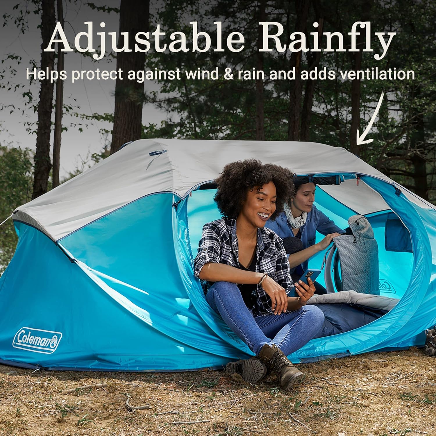 Coleman Pop-Up Camping Tent with Instant Setup, 2/4 Person Tent Sets Up in 10 Seconds with Pre-Assembled Poles, Adjustable Rainfly, & Taped Floor Seams