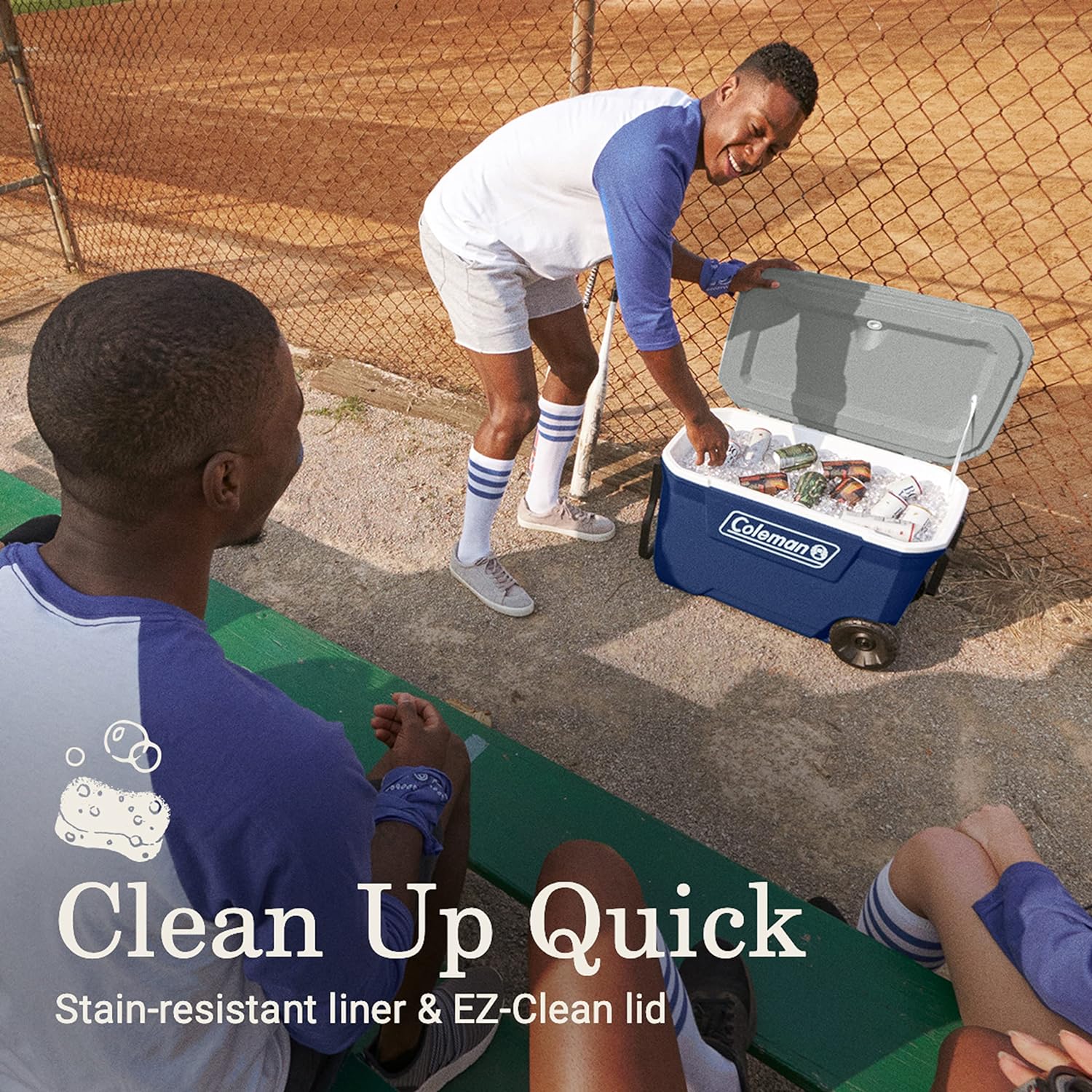 Coleman 316 Series Insulated Portable Cooler with Heavy Duty Wheels, Leak-Proof Wheeled Cooler with 100+ Can Capacity, Keeps Ice for up to 5 Days, Great for Beach, Camping, Tailgating, Sports, & More