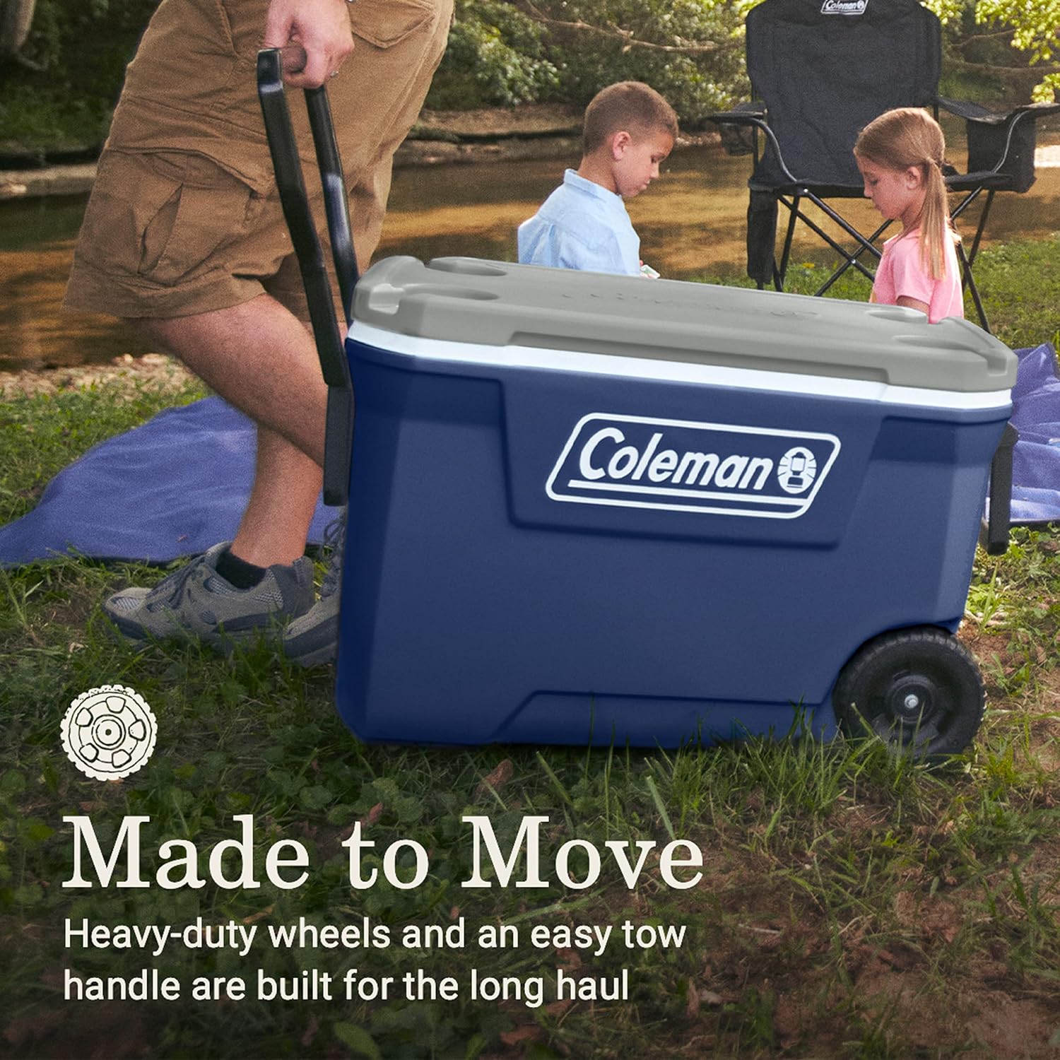 Coleman 316 Series Insulated Portable Cooler with Heavy Duty Wheels, Leak-Proof Wheeled Cooler with 100+ Can Capacity, Keeps Ice for up to 5 Days, Great for Beach, Camping, Tailgating, Sports, & More