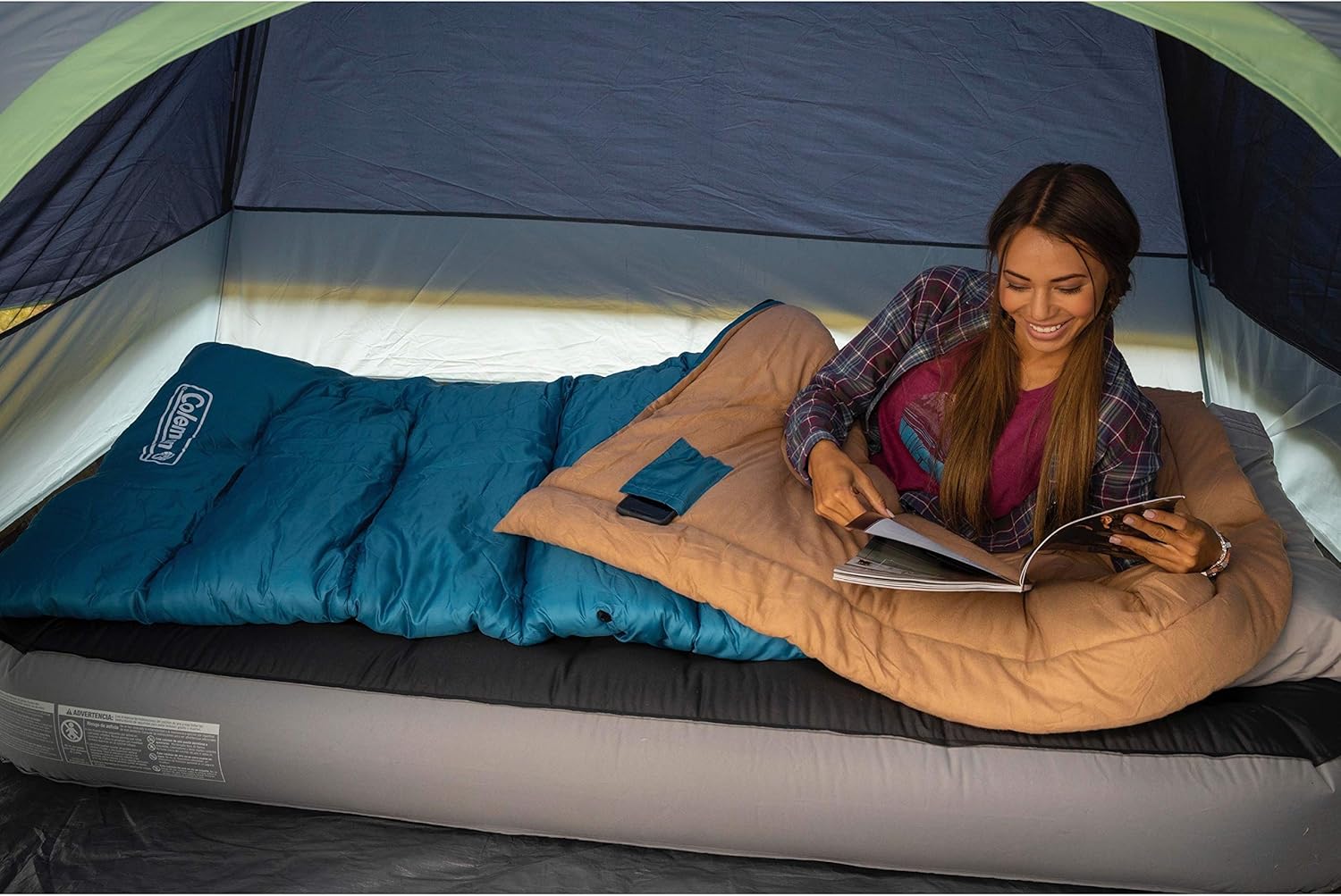 Coleman Brazos Cold-Weather Sleeping Bag, 20°F/30°F Lightweight Camping Sleeping Bag for Adults, No-Snag Zipper with Stuff Sack Included, Machine Washable