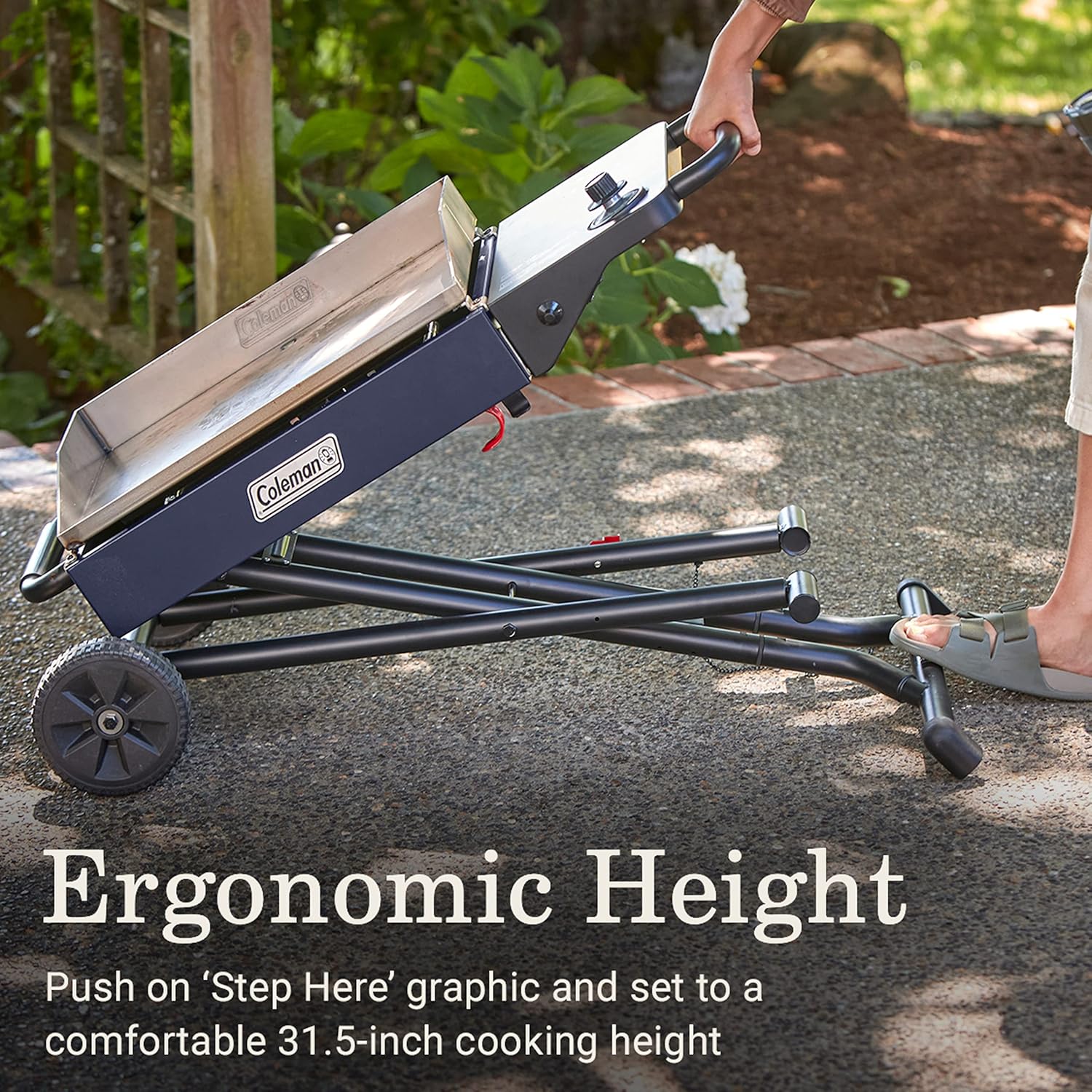 Coleman RoadTrip Griddle, 19"/24" Propane Griddle with Instastart Ignition, Even Heat Distribution, Grease Tray & Optional Lid; Portable Griddle with Scissor Legs & Wheels for Camping & Tailgating