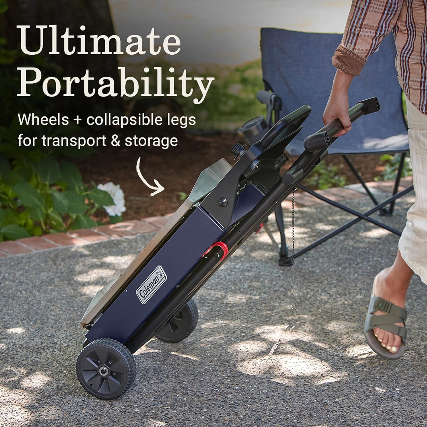 Coleman RoadTrip Griddle, 19"/24" Propane Griddle with Instastart Ignition, Even Heat Distribution, Grease Tray & Optional Lid; Portable Griddle with Scissor Legs & Wheels for Camping & Tailgating