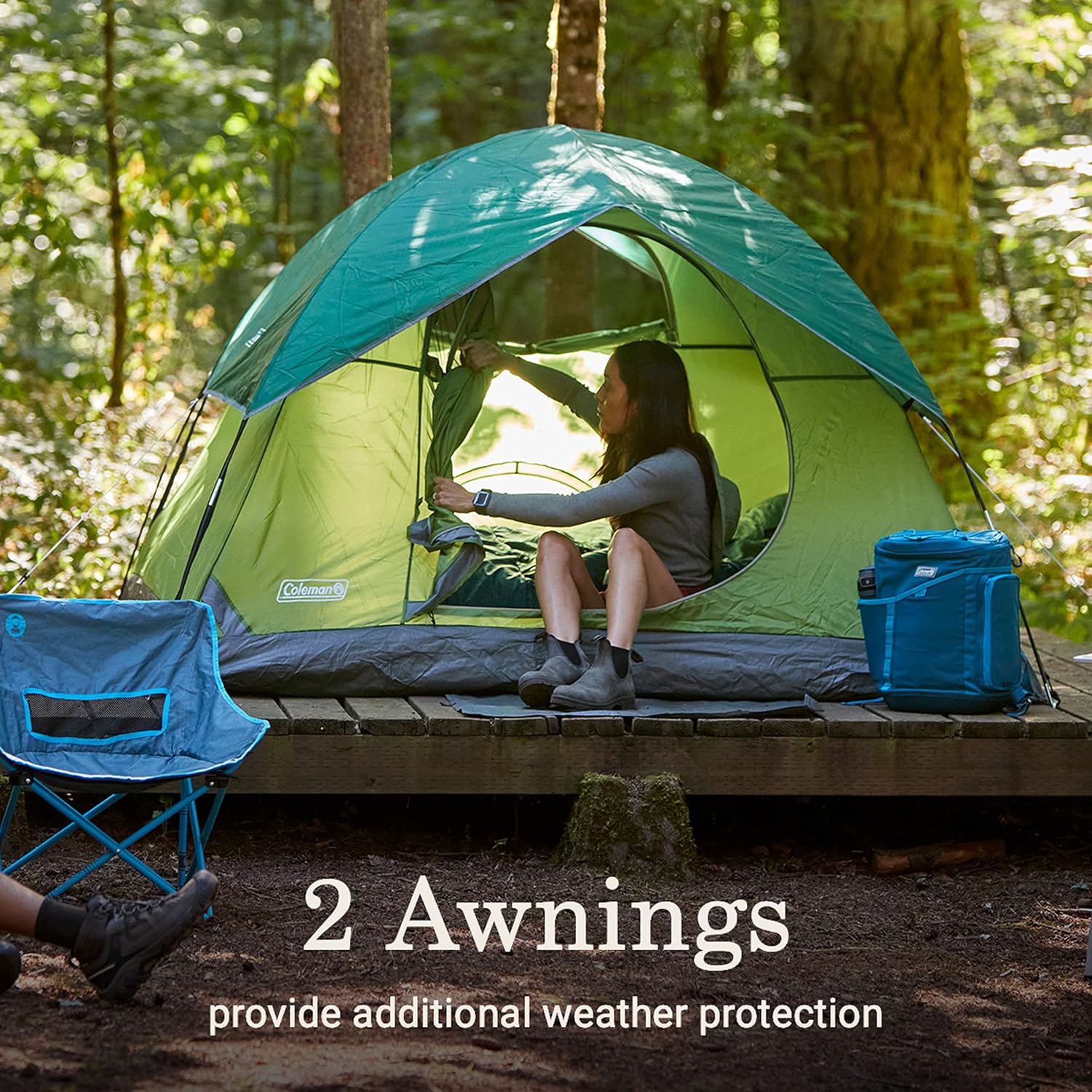 Coleman Sundome Camping Tent, 2/3/4/6 Person Dome Tent with Snag-Free Poles for Easy Setup in Under 10 Mins, Included Rainfly Blocks Wind & Rain, Tent for Camping, Festivals, Backyard, Sleepovers