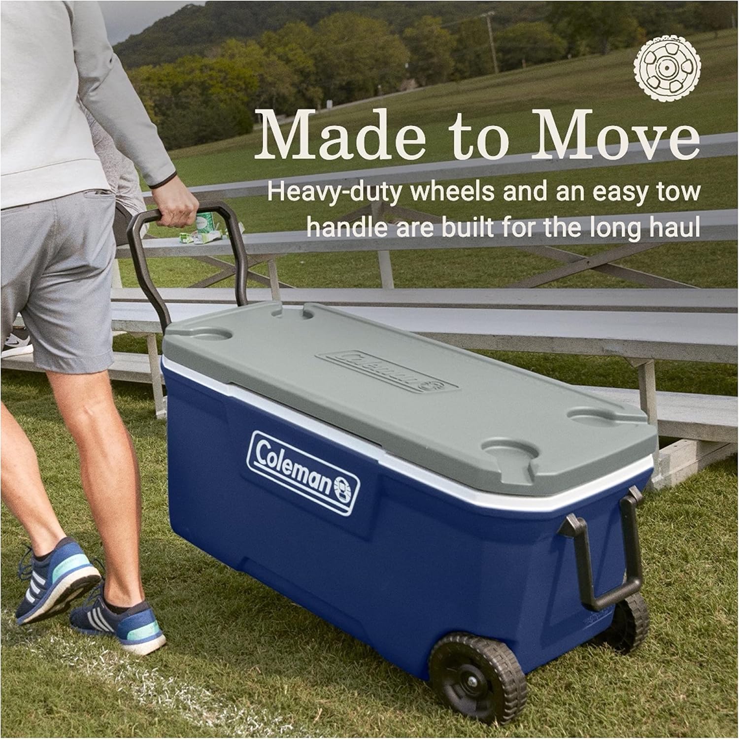 Coleman 316 Series Insulated Portable Cooler with Heavy Duty Wheels, Leak-Proof Wheeled Cooler with 100+ Can Capacity, Keeps Ice for up to 5 Days, Great for Beach, Camping, Tailgating, Sports, & More