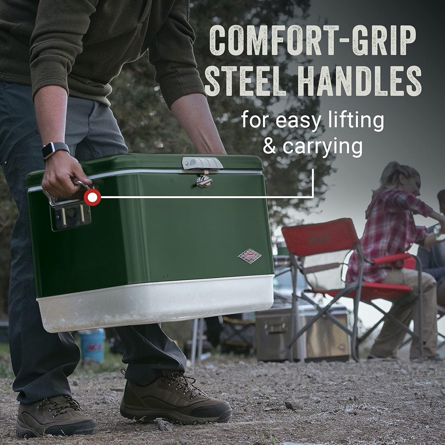 Coleman Cooler | Steel-Belted Cooler Keeps Ice Up to 4 Days | 54-Quart Cooler for Camping, BBQs, Tailgating & Outdoor Activities