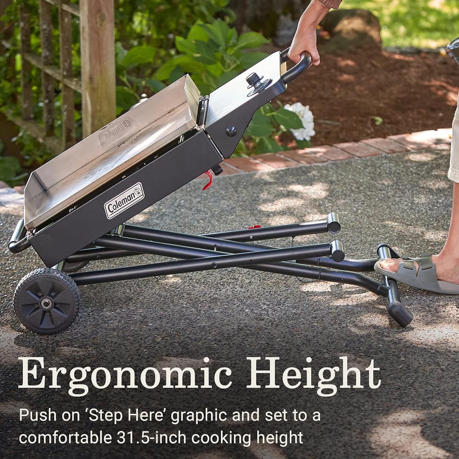 Coleman RoadTrip Griddle, 19"/24" Propane Griddle with Instastart Ignition, Even Heat Distribution, Grease Tray & Optional Lid; Portable Griddle with Scissor Legs & Wheels for Camping & Tailgating