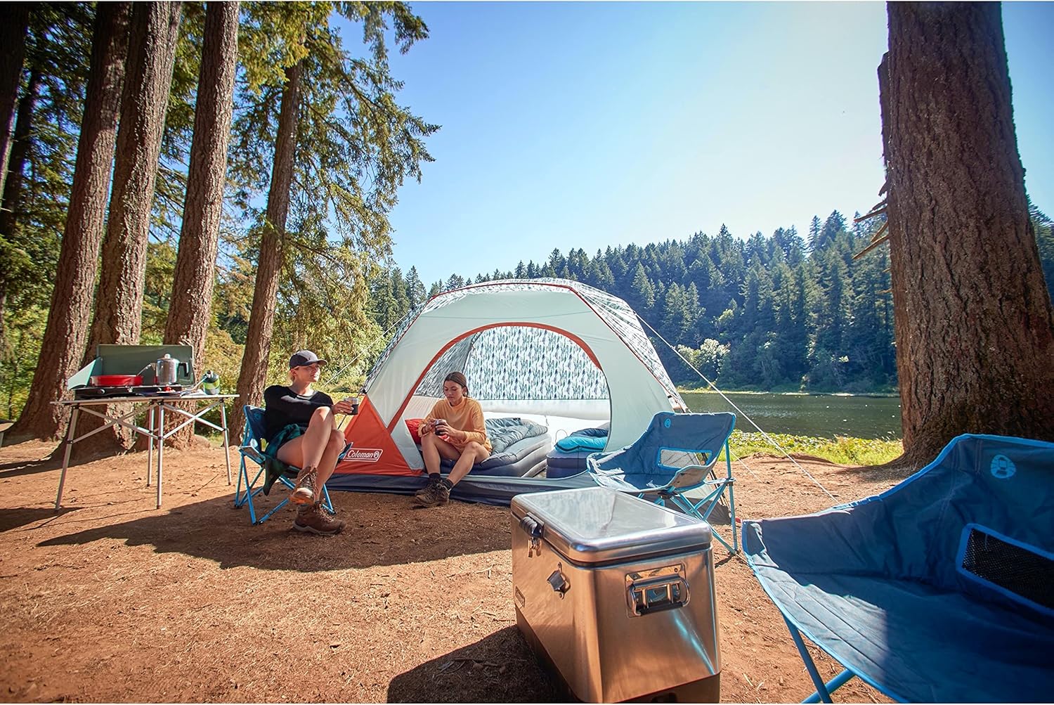 Coleman Skydome Camping Tent, 2/4/6/8 Person Weatherproof Tent with 5 Minute Setup, Includes Pre-Attached Poles, Rainfly, Carry Bag & Roomy Interior