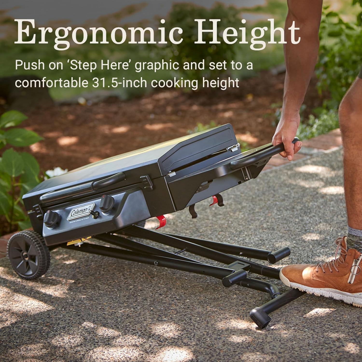 Coleman RoadTrip Griddle, 19"/24" Propane Griddle with Instastart Ignition, Even Heat Distribution, Grease Tray & Optional Lid; Portable Griddle with Scissor Legs & Wheels for Camping & Tailgating