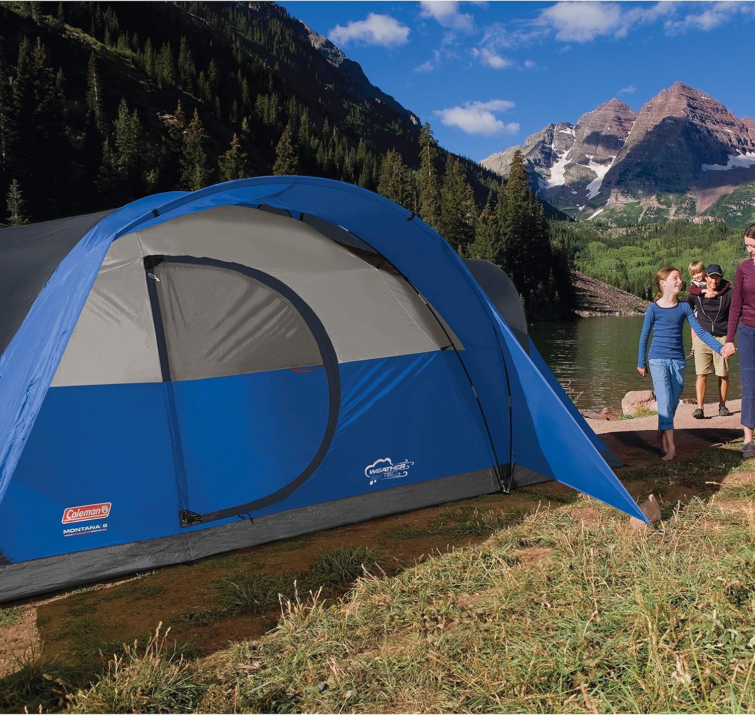 Coleman Montana Camping Tent, 6/8 Person Family Tent with Included Rainfly, Carry Bag, and Spacious Interior, Fits Multiple Queen Airbeds and Sets Up in 15 Minutes
