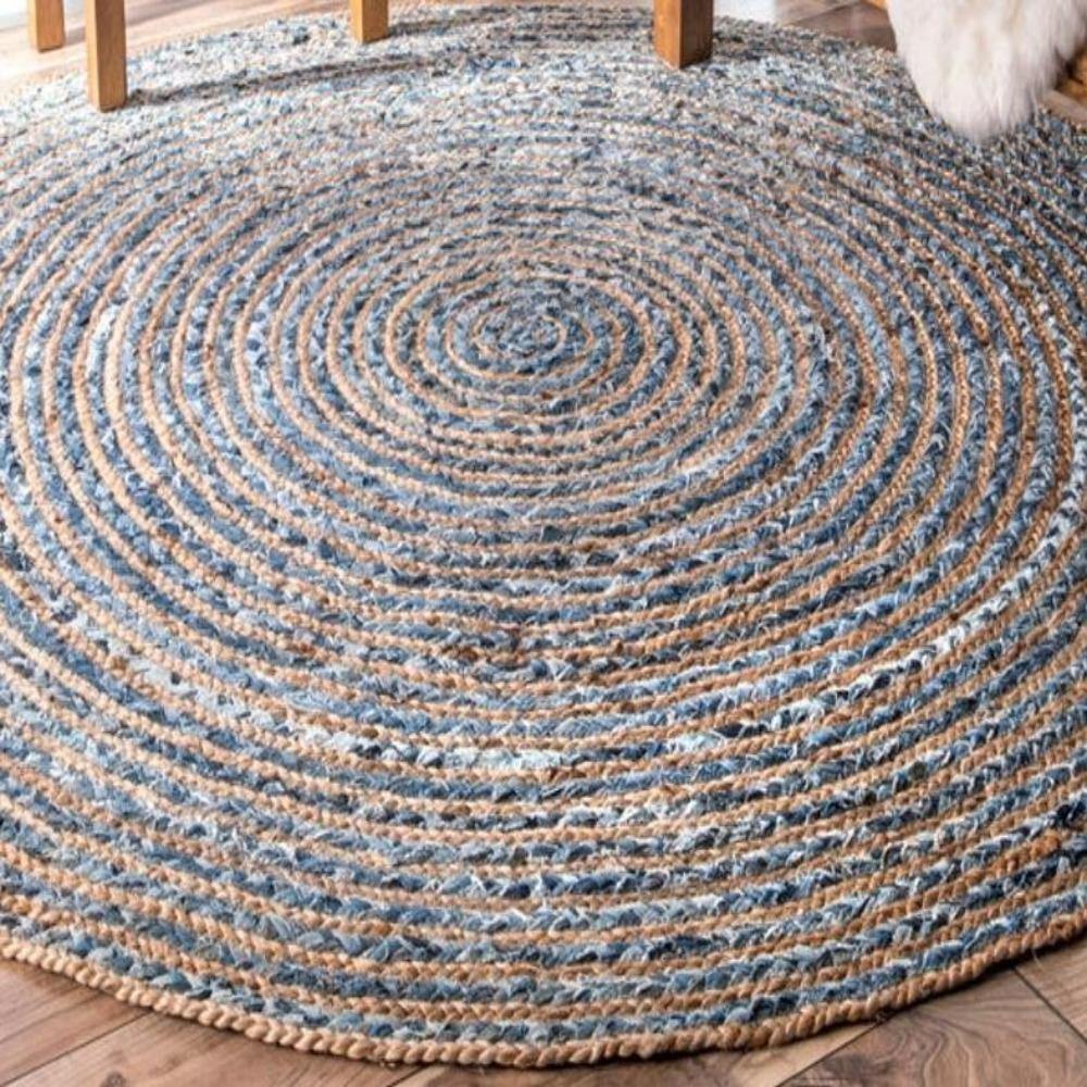 Round Jute and Recycled Soft Denim Rugs