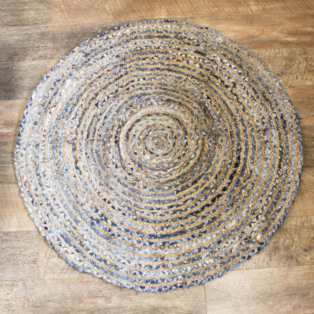 Round Jute and Recycled Soft Denim Rugs