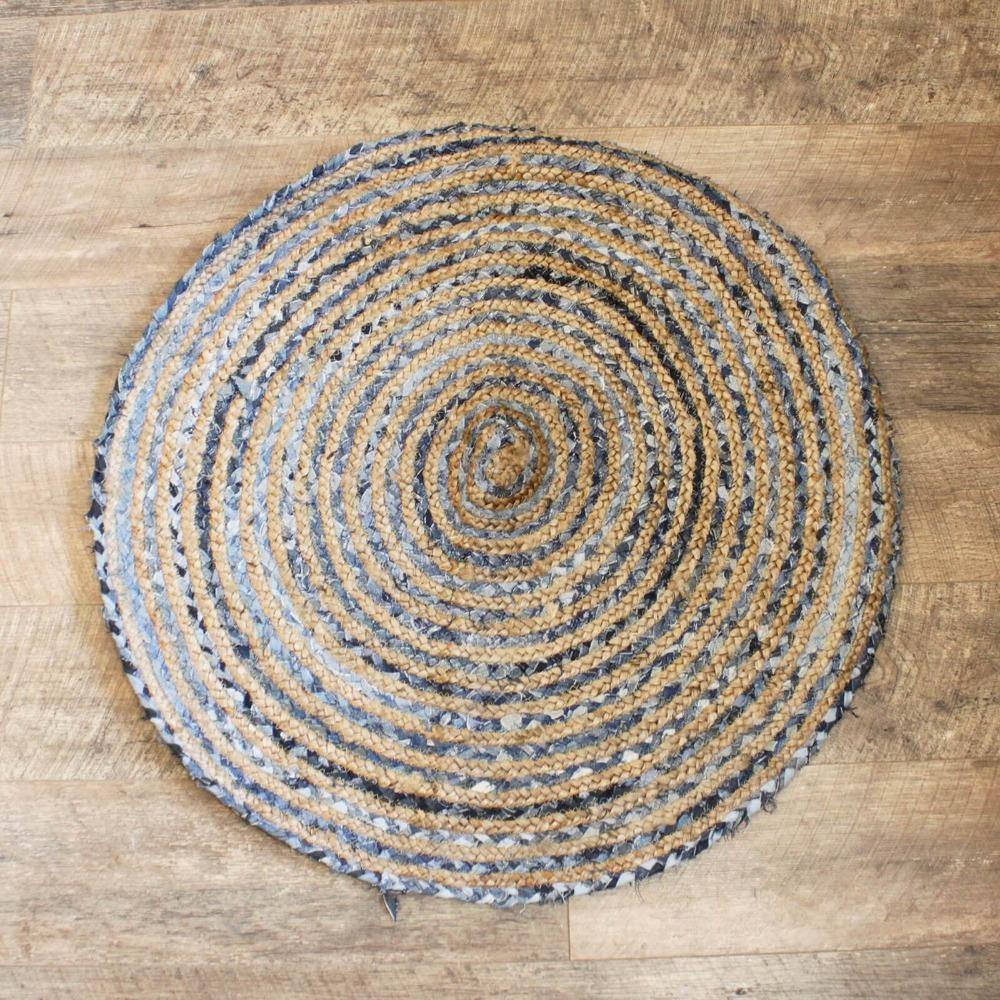 Round Jute and Recycled Soft Denim Rugs
