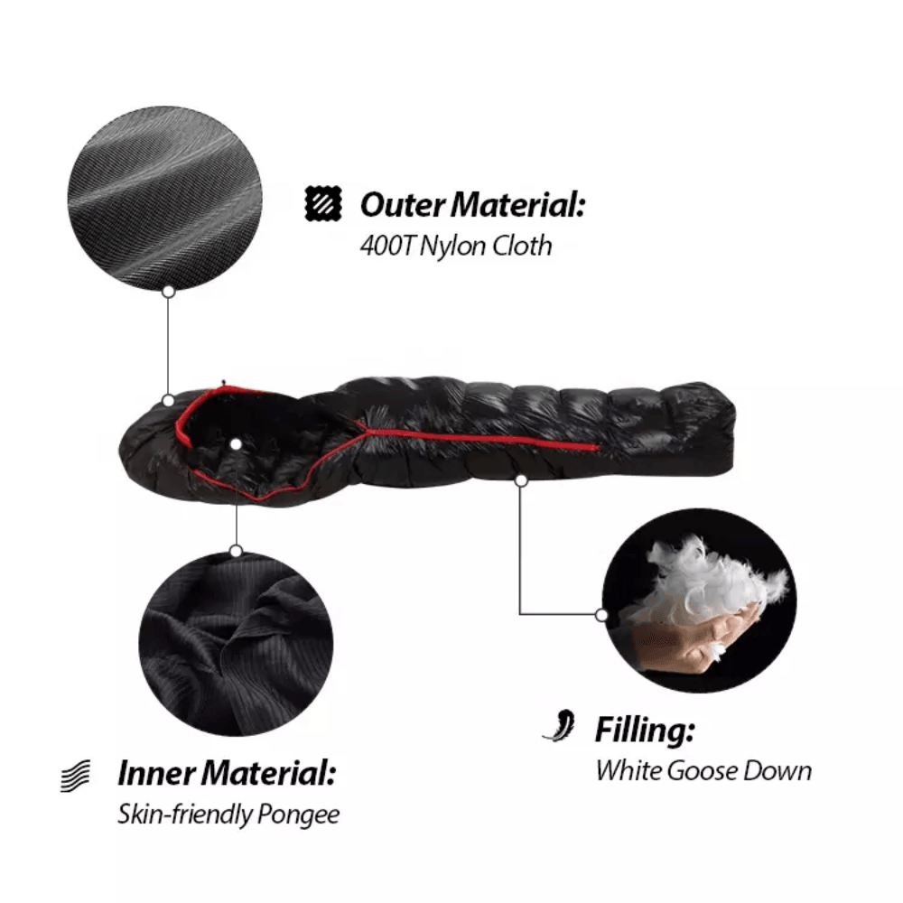 Mummy Sleeping Bag Goose Down Ultralight  0-15 degrees